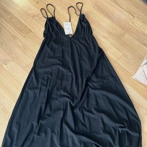 Zara Plain  Black Maxi Dress_Soft Casual Material_NWT Size Small